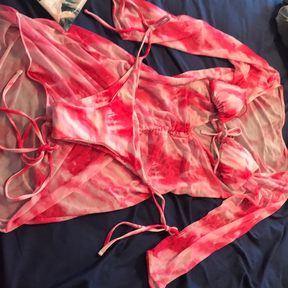 3 Pack Tie Dye Triangle Bikini Swimsuit & Cover-Up
